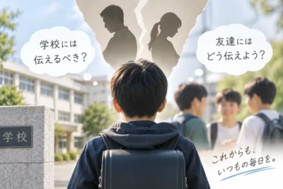 親の離婚を、学校や友人に伝えるべきか、またはどう伝えるべきか、筆者の経験から考察する。
